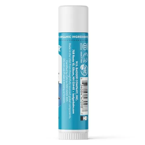 Badger Sunscreen Lip Balm SPF 15, Organic Mineral Sunscreen SPF Lip Balm with Zinc Oxide, Reef Friendly, Broad Spectrum, Water Resistant, Unscented, 15 oz