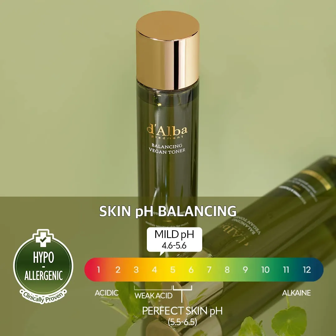 d’Alba Italian White Truffle Mild Skin Balancing Vegan Toner, Mild pH Formula, Suitable for Sensitive Skin, Lightweight Finish