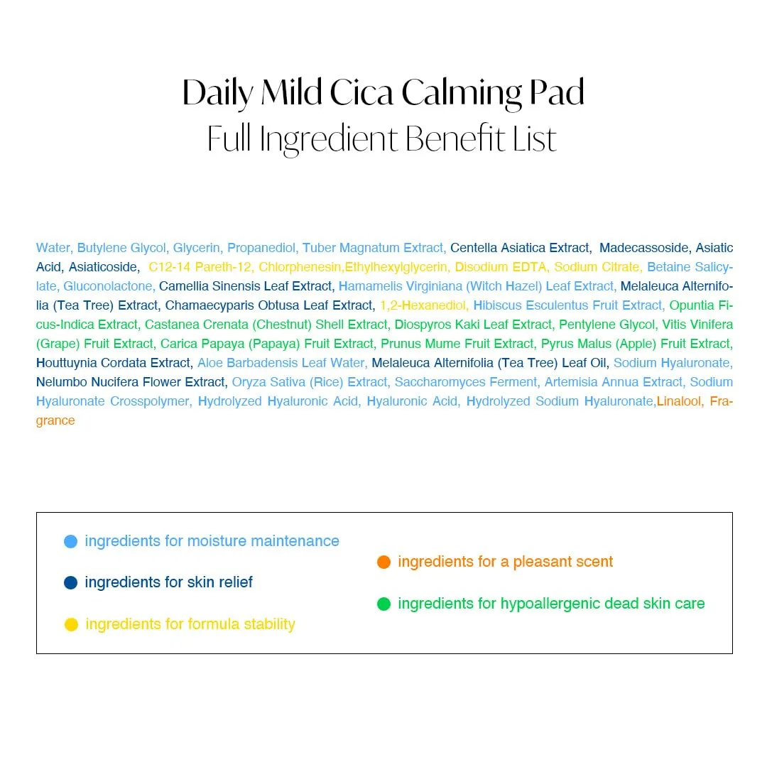 d'alba Piedmont Daily Mild Cica Calming Pad, Calming and Soothing Pads, Gentle Exfoliation