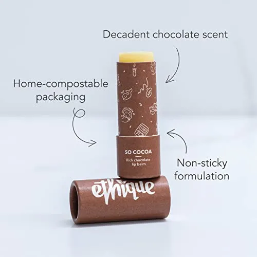 Ethique So Cocoa Nourishing Lip Balm - Plastic-Free, Vegan, Cruelty-Free, Eco-Friendly, 0.32 oz (Pack of 1)
