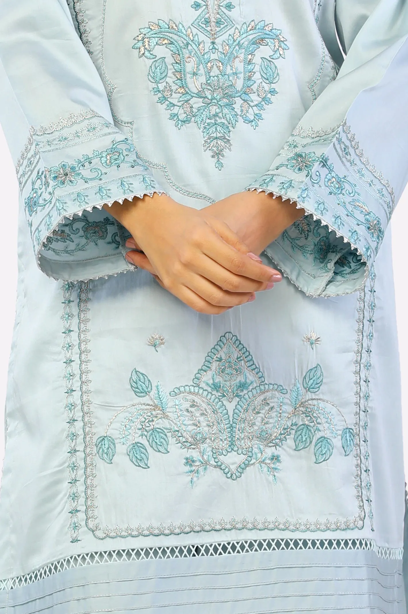 Light Blue Embroidered 2PC