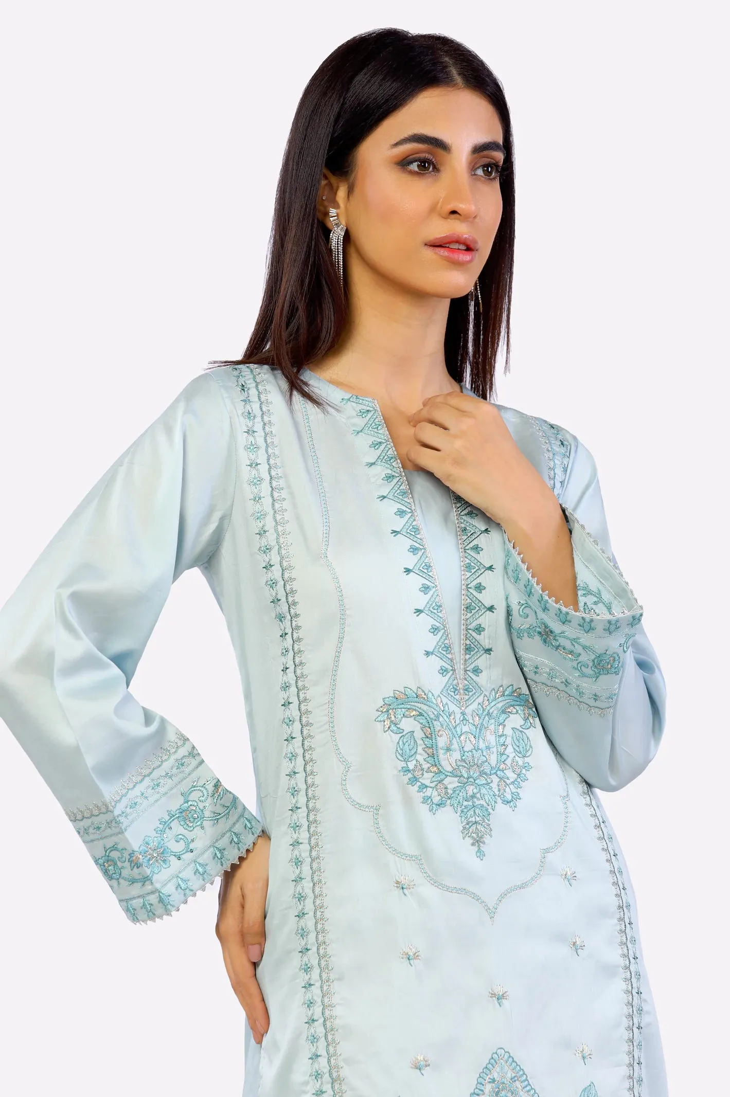 Light Blue Embroidered 2PC
