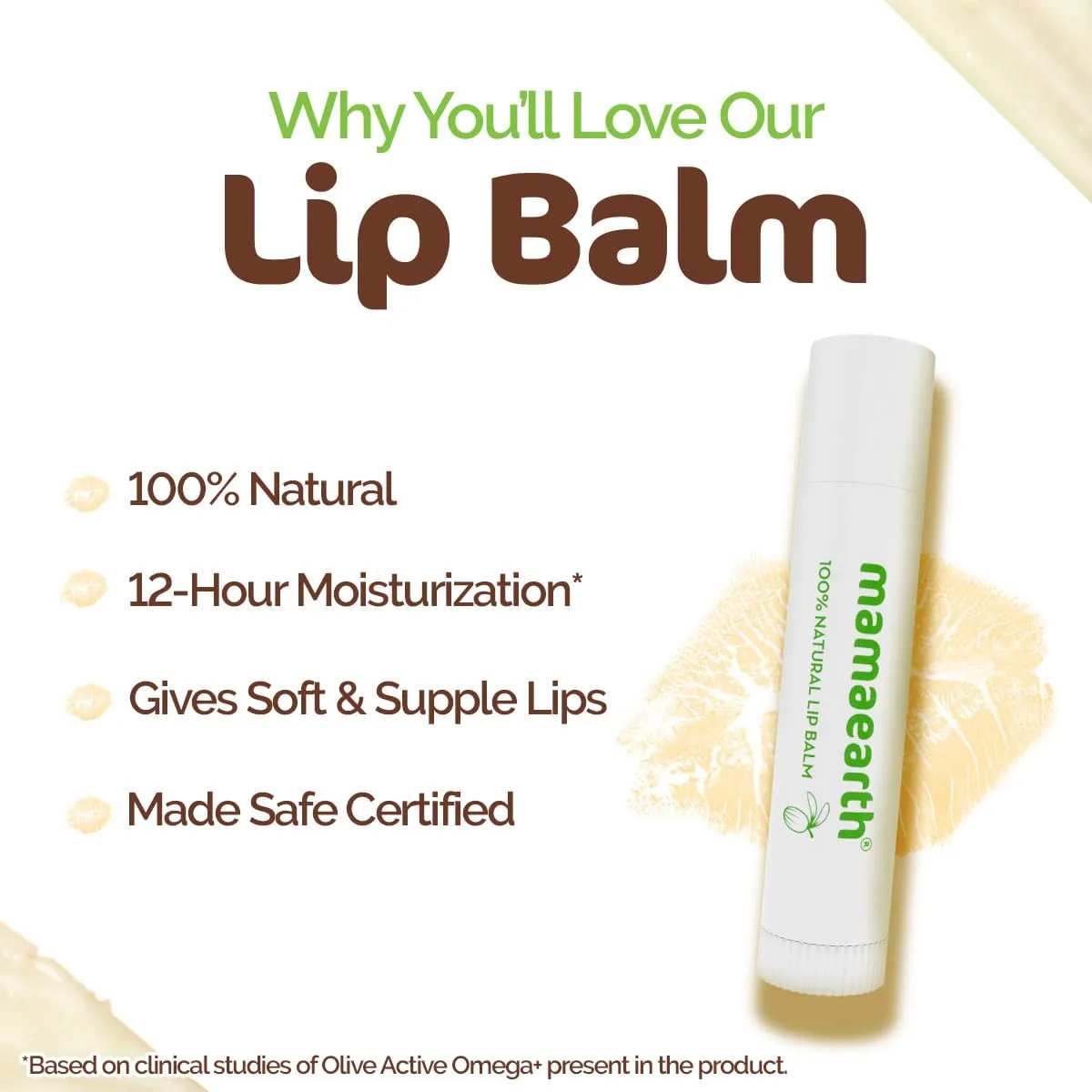 Mamaearth Nourishing 100% Natural Lip Balm with Vitamin E for Soft & Supple Lips Color Shea Butter,Raspberry & Strawberry 4g